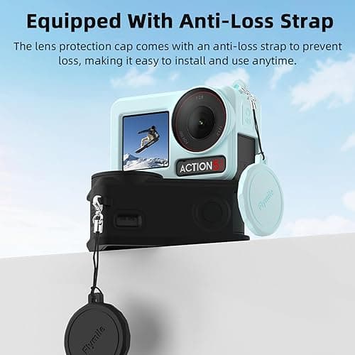 TYUANDOUER Silicone Case for DJI Osmo Action 5 Pro, 4-in-1 Set Protective Sleeve Cover for DJI Action 5 Pro with Lost-Proof Strap/Neck Strap/Lens Cap - Blue - Blue thumbnail 6
