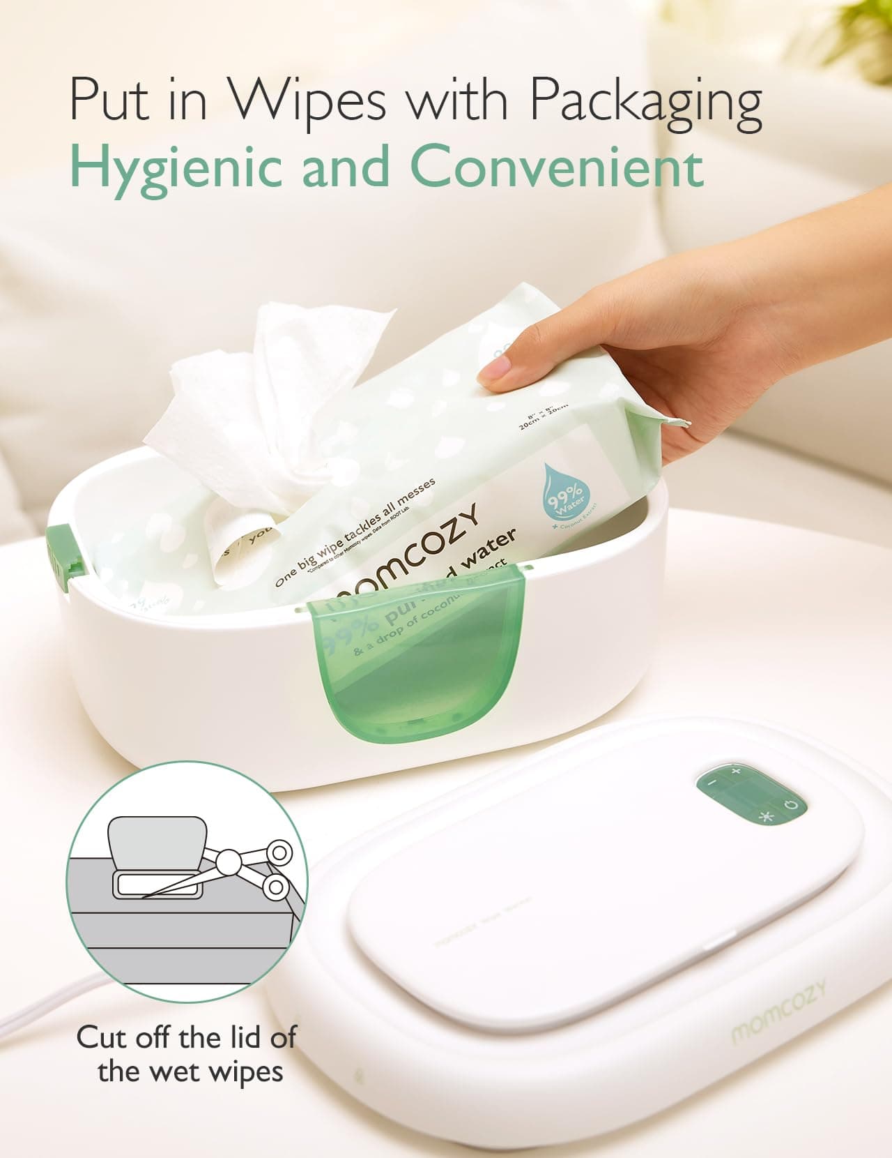 Momcozy Baby Wipe Warmer, Innovative Spring Design, Large Capacity Wipes Dispenser, Fast and Even Heating, 4 Modes of Temperature Heating Control, Diaper Wipe Warmer with Night Light thumbnail 7