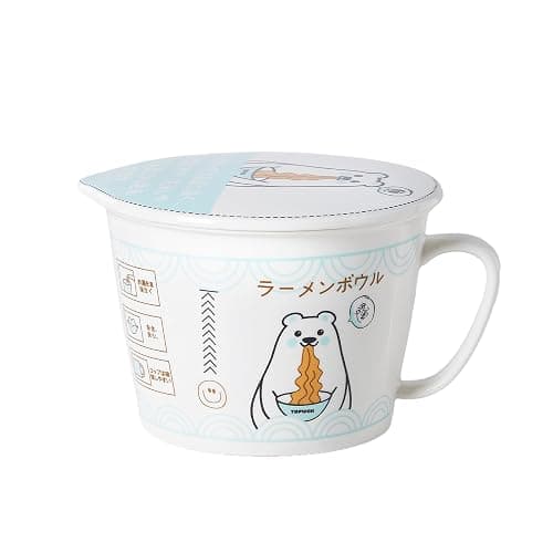 TOPWCK Cute Polar Bear Microwave Ceramic Ramen Bowl with Lid, soup bowls with handles, Gift for Noodle Lovers, ramen noodle microwave cooker, ramen gift Microwave and Dishwasher Safe (Polar Bear) - Image 1