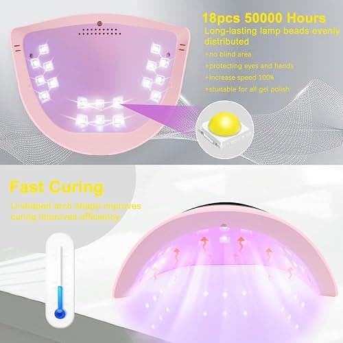 UV Nail Lamp, LKE 72W UV LED Nail Lamp Nail Dryer UV Light for Nails with 3 Timer Setting & LCD Touch Display Screen for Home and Salon Use thumbnail 2