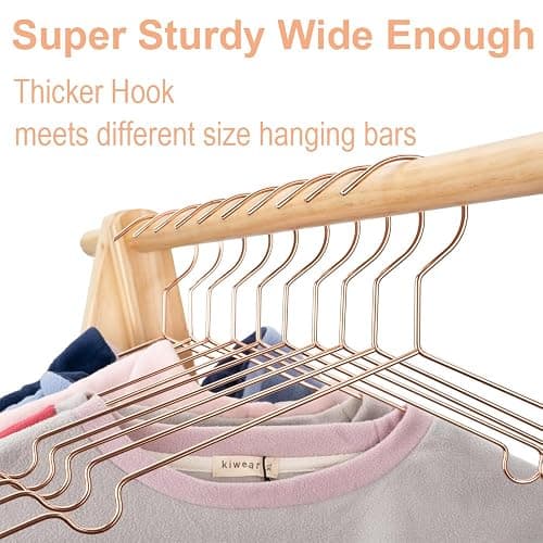 Koobay 16.5" Rose Gold Copper Clothes Hangers - 30 Pack,Heavy Duty Strong Metal Hanger for Storage Display Sling Organization of Coat Shirts Dresses Jacket Elegant Standard Suit Accessory - 30 thumbnail 8