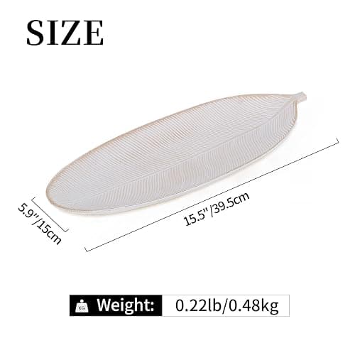 Hanobe Leaf Wooden Decorative Tray: Leaf Shaped Wood Key Tray Decor Plate Bowl for Crystal Candle thumbnail 2