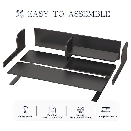DTK Washer Dryer Wood Countertop with Shelf, Laundry Topper with Non-Slip Mat,27.55" Depth x 54" Width Dryer Covers for The Top with Edge Rails, Black thumbnail 6