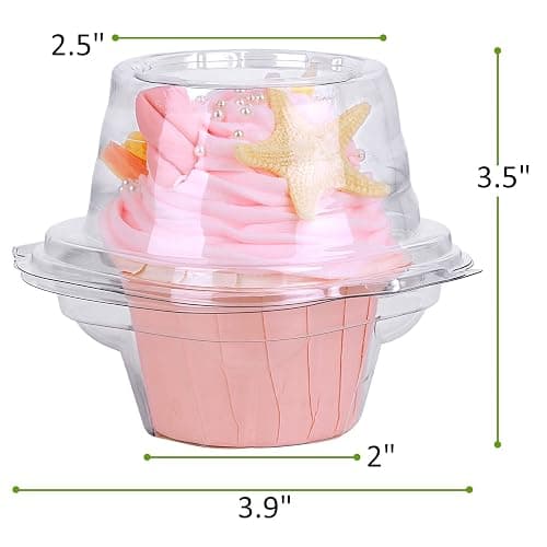 HIMETSUYA Cupcake Boxes Individual Cupcake Containers 50 Packs | Clear Plastic Cupcake Carrier for Muffin Cupcake Holders with Lids, High Topping, Thicker, Stackable thumbnail 2