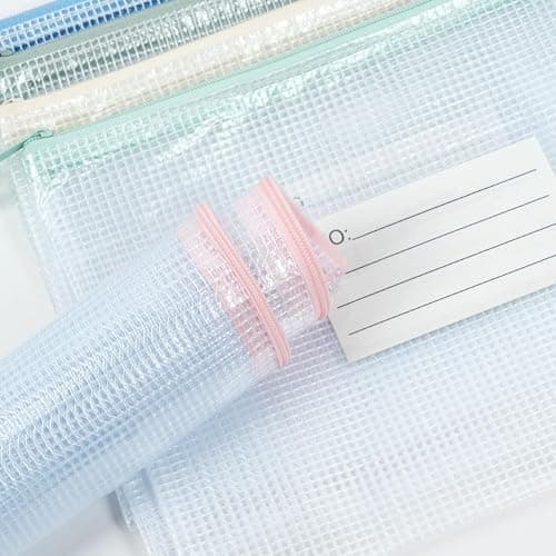 Vicloon 10pcs A4 Plastic Wallets, White/Pink/Yellow/Blue/Green, Zip Lock Bags Mesh Document Wallets with Label Pocket for School, Office, Homework Storage thumbnail 5