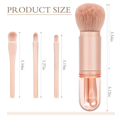 Travel Makeup Brushes Set: 4 in 1 Mini Cute Makeup Brush Retractable Professional Foundation Blending Powder Eye Shadow Brush for Women Facial Cosmetics Makeup Brush Set thumbnail 2