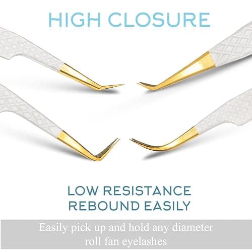 SIVOTE Fiber Tip Lash Tweezers for Eyelash Extensions with Diamond Grip, White, Set of 4 - Precise Tips Japanese Steel for Classic, Volume & Mega Volume Lashes, Anti-Rust - Ideal for Lash Artists thumbnail 5