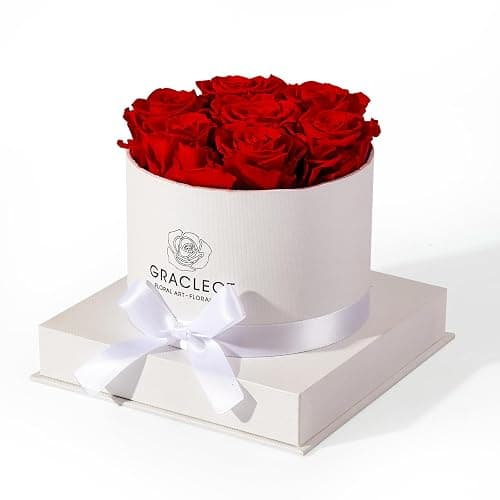 Graclect Flowers for Delivery Prime - Preserved Roses in a Box - Forever Flowers, Immortal Roses, Eternal Rose Birthday Gifts for Her, for Mom - Red Rose - Image 1