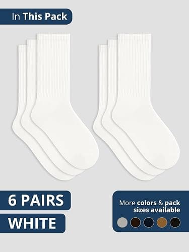 Special Essentials Diabetic Socks for Men & Women – 6 Pairs of Non-Binding Moisture-Wicking Neuropathy Socks – Crew Length thumbnail 7