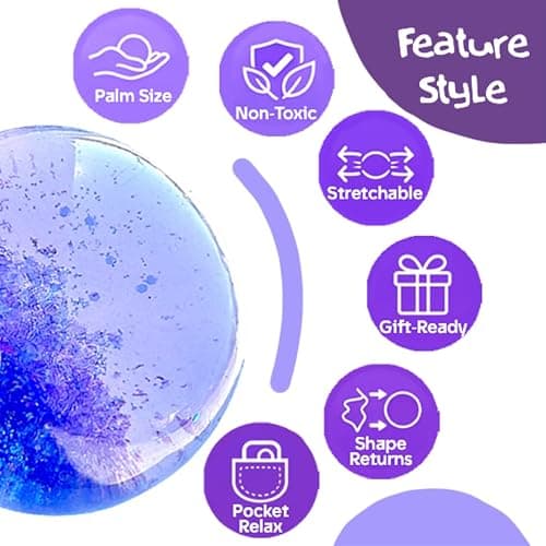Kiedle Premium Glitter Stress Ball, Odor-Free Cool Cute Sensory Squishy Squeeze Nice Fidget Squish Toy - 2.25" Ball thumbnail 6