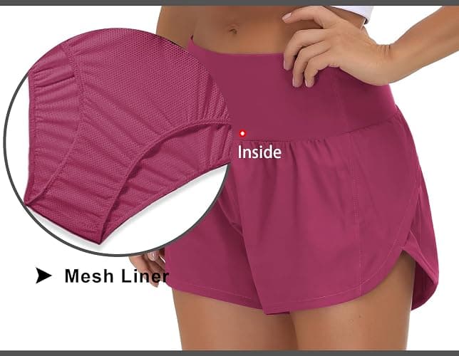 THE GYM PEOPLE Womens High Waisted Running Shorts Quick Dry Athletic Workout Shorts with Mesh Liner Zipper Pockets thumbnail 6