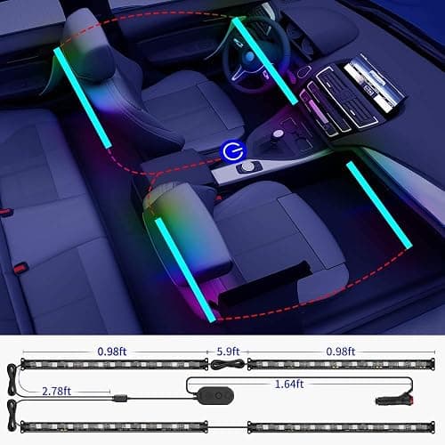 Govee Car Lights, Smart RGBIC Interior Car Lights with APP, Remote Control, LED Lights for Decor, DIY Mode and Multiple Scene Options, 2 Lines Design 72 LED Lights thumbnail 6