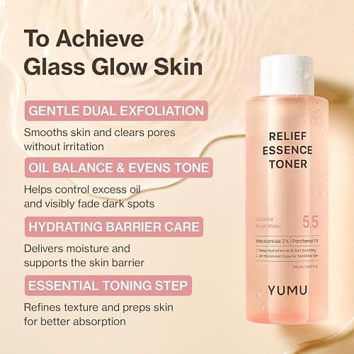 YUMU Licorice Relief Essence Toner for Sensitive Skin, Niacinamide, Panthenol, Fragrance-Free, Soothing & Hydrating (255ml / 8.62 fl. oz.) thumbnail 4