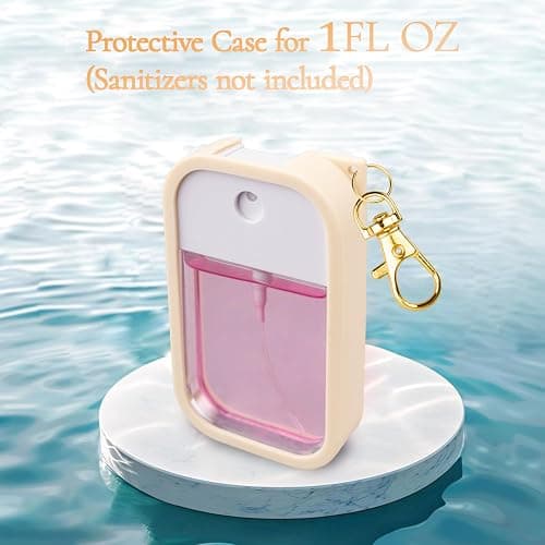 COCGVEL Silicone Case Compatible with Touchland Hand Sanitizer Spray, Protective Case with Keychain for Power Mist and Glow Mist 1 fl oz, Hand Sanitizer Spray Accessory (Blush Beige, 1 Ounces) thumbnail 3
