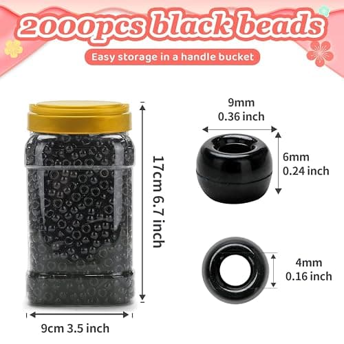 Iooleem Pony Beads(2000pcs Black Pony Beads), Beads for Jewelry Making, Beads for Crafts, Beading Supplies, Arts & Crafts Materials for Jewelry Making. thumbnail 3