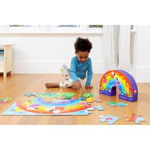 Crocodile Creek 36-Piece Jigsaw Floor Puzzle - Fun Floor Puzzles for Kids Ages 3-5 - Heavy-Duty Shaped Box for Storage - Over The Rainbow - 27" W x 20" H Finished thumbnail 9