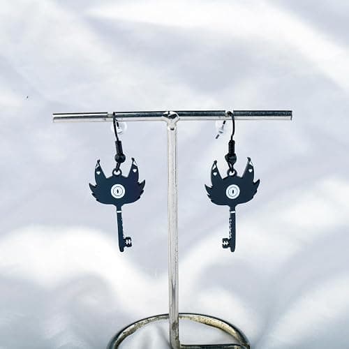 LQRI Anime Character Gifts Demon Cartoon Characters Inspired Heart-Shaped Wings Key Earrings Anime Series Merchandise thumbnail 2