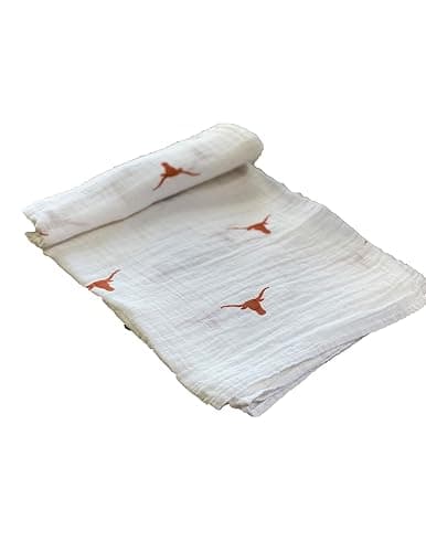 Three Little Anchors University of Texas Longhorns Muslin Swaddle Blanket – Officially Licensed Ultra-Soft 47” x 47” Cotton Muslin Baby Swaddle | Newborn Blanket | UT Infant Gift thumbnail 3