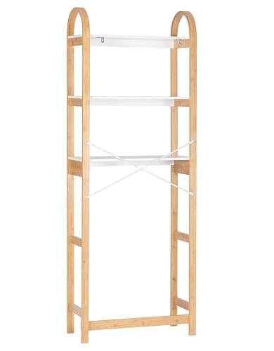 Spirich Over The Toilet Storage Shelf, 3-Tier Over Toilet Bathroom Organizer, Space-Saving Above Toilet Storage Shelf Rack with Bamboo Frame thumbnail 9