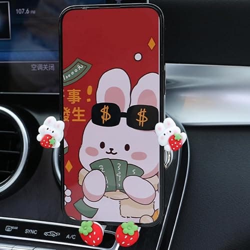DIYEAH Cute Phone Mount for Car, Cute Zodiac Rabbit Car Phone Holder, Bunny Mount Air Vent Mobile Support for All Cell thumbnail 3