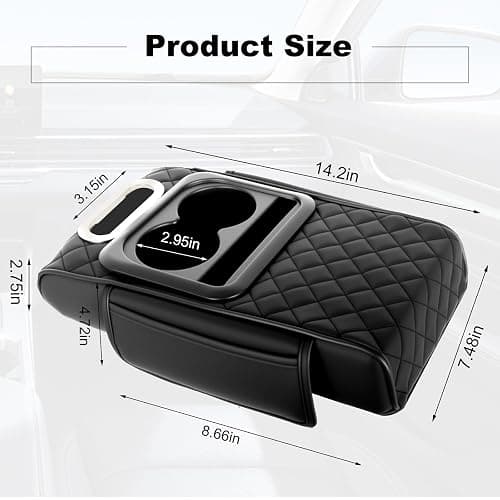 nckcmgl 5-in-1 Arm Rest Cover Universal Armrest Storage Box Upgrade Memory Foam Console Cover with Cup for Car Phone Tissue Box Holder thumbnail 7