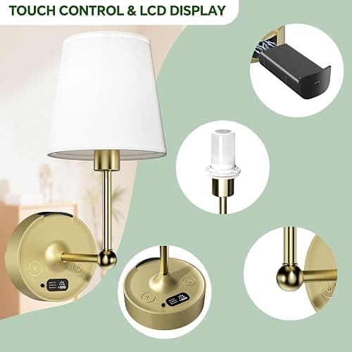 Lightbiz Battery Operated Wall Sconces Set of Two, Detachable Rechargeable Wall Lights RGB Dimmable, sconces Wall Decor of 2 with Remote for Bedroom, Living Room thumbnail 7