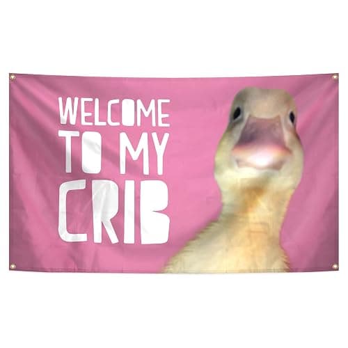 Welcome To My Crib Flag 3x5 Ft Pink Funny Flag with Brass Grommets for Man Cave College Dorm Bedroom Gift Home Decor - Image 1