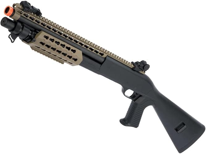 Evike Airsoft - CYMA Sport M3 3-Round Burst Multi-Airsoft Shotshell Loading Airsoft Shotgun (Model: Full Stock CQB w/Keymod/Tan) - Image 1