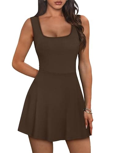 NIASHOT Women's Athletic Dress with Built-in Shorts & Pockets Workout Tennis Golf Active Wear U Neck A-line Dresses thumbnail 2