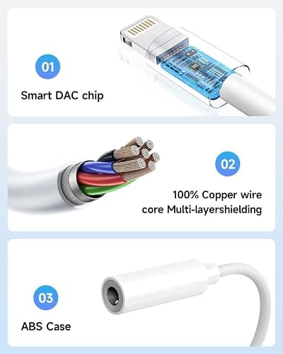 [Apple MFi Certified] 2 Pack Lightning to 3.5 mm Headphone Jack Adapter, iPhone Aux Adapter Converter Dongle Audio Cable Compatible with iPhone 14 13 12 11 X XS 8 7 thumbnail 3