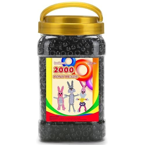 Iooleem Pony Beads(2000pcs Black Pony Beads), Beads for Jewelry Making, Beads for Crafts, Beading Supplies, Arts & Crafts Materials for Jewelry Making. - Image 1