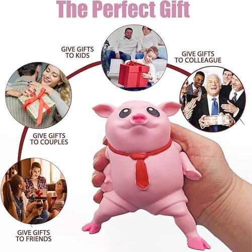 Squishy Pig Stress Toy - Super Stretchy Animal Squeeze Toy for Anxiety Relief, Kids & Adults - Soft Rebound Piggy Decompression Toy (5.5 inch, Multi-Use for ADHD, Office, School) thumbnail 4