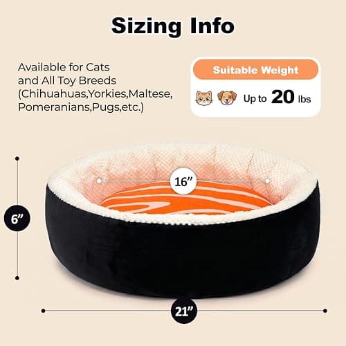 Mellownido Sushi Cat Bed, Calming Small Dog Bed 21in, Washable | Anti-Anxiety Cuddler Bed for Kitten & Puppy, Ultra-Soft Plush Fur, Non-Slip Bottom, Fully Machine Washable Pet Bed thumbnail 4