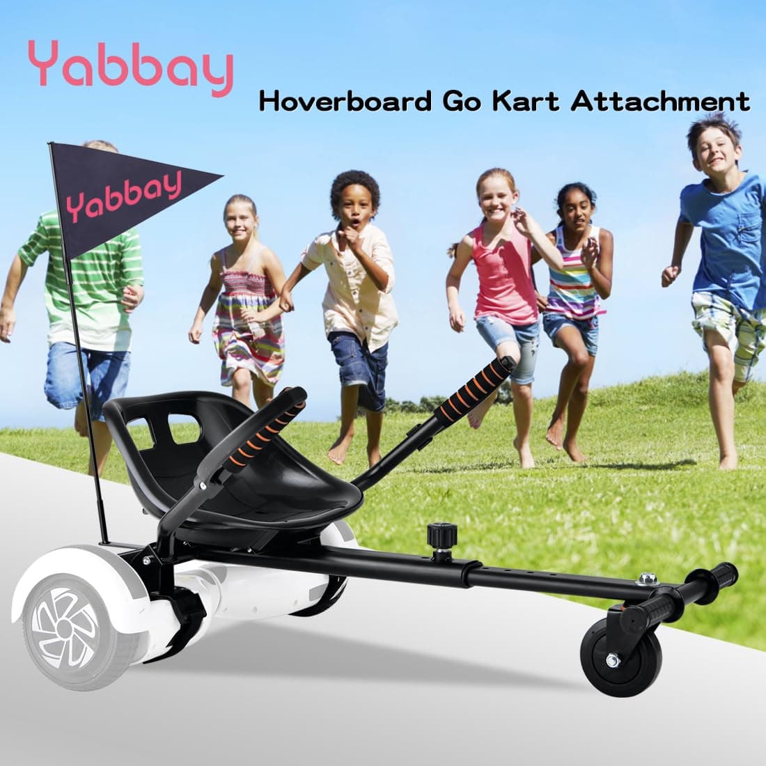 Eco-Friendly Hoverboard Go Kart Attachment with Safety Flag & Handguard – Compatible with 6.5", 8", 8.5", 10" Hoverboards – Safe & Fun Riding Experience for Kids and Teenager! thumbnail 2