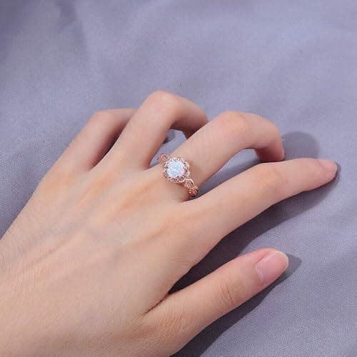 CiNily 18K Gold Plated Opal Ring-White Fire Opal & Amethyst & Cubic Zirconia Women Jewelry Gemstone Engagement Anniversary Ring Size 5-13 thumbnail 3