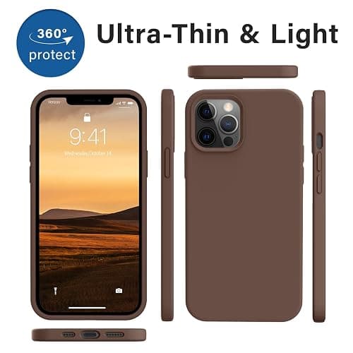 AOTESIER Shockproof Designed for iPhone 12 Pro Max Case, Liquid Silicone Phone Case with [Soft Anti-Scratch Microfiber Lining] Drop Protection 6.7 inch Slim Thin Cover, Chocolate thumbnail 7