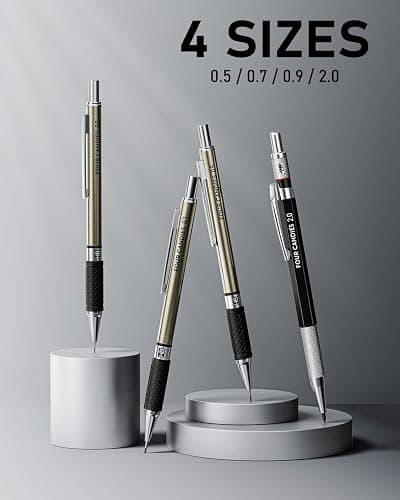 Four Candies 25PCS Art Mechanical Pencil Set with Case, 3PCS Metal Artist Lead Pencil 0.5, 0.7, 0.9 mm & 3PCS 2mm Holder (HB 2H 2B 4B Color) with 432PCS Graphite Lead Refills for Drawing Sketching thumbnail 6