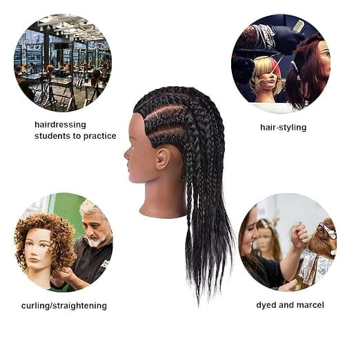 14 Inch 100% Real Hair Mannequin Head Training Head Manikin Cosmetology Doll Head for Hairdresser Practice Braiding Hair Styling with Clamp stand thumbnail 4
