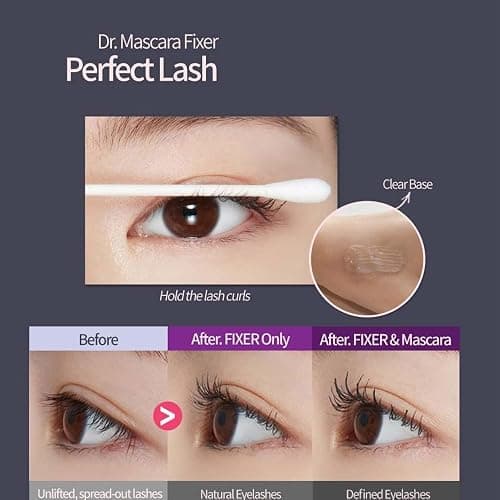 ETUDE Dr. Mascara Fixer for perfect lash, Mascara primer, Curl Hold | Clear mascara primer adds volume, holds curls all day, prevent smudging, 0.203 fl oz, Transparent thumbnail 4