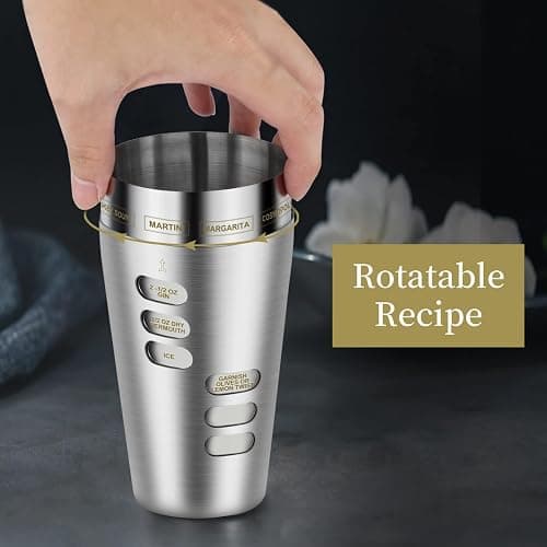 Cocktail Shaker Martini Shaker Set with Recipe, 24 oz Martini Shaker Drink Shaker Drink Mixer Stainless Steel Cocktail Shaker Set Bartender Kit thumbnail 5