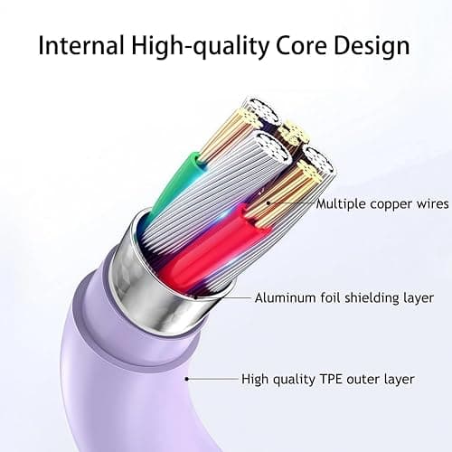 Lavender Charger Purple USB C to USB C Cable i Phone Charger Fast Charging 6FT Long, 20W Type C Cord Charger Charging for i Phone 16/15/17/Pro Max/Plus MacBook Pro Air,iPad Air, Samsung Galaxy S25/S24 thumbnail 3
