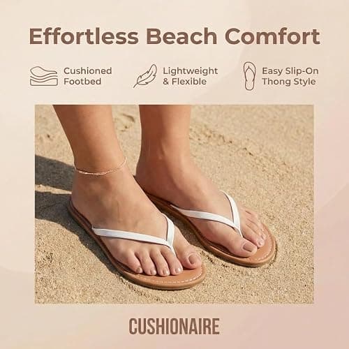 CUSHIONAIRE Cora Flip Flops for Women | Vacation Beach Essentials | Casual Women Footwear Sandals with Wide Widths Available thumbnail 4