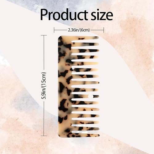 Large Hair Detangling Comb - Wide Tooth Comb Cellulose Detangler Combs for Women Thick Curly Wavy Wet Dry Hair 2 Pack (Tortoise Shell, Ivory) thumbnail 3