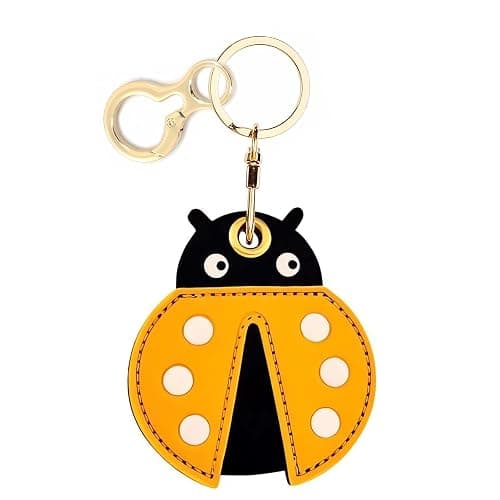 Leather Keychain Holder Case Compatible with AirTag,Cute air tag Cover with Keychain Ring,GPS Tracker Case for Keys - Image 1