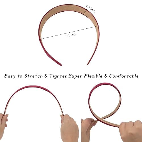 Wecoe Headbands for Women Girls, 10 Pcs 1 Inch Wide Satin Headbands No Slip Fashion Thin Solid Hair Bands for Daily Wear, Party, Cosplay, Diy Costume Hair Accessories, Diademas Para Mujer De Moda thumbnail 2