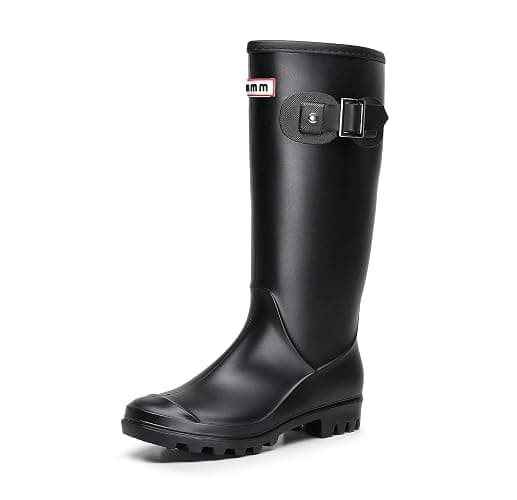Rain Boots for Women, Waterproof Garden Shoes Womens Rubber Boots, Non-Slip Knee-high Rainboots for Ladies, Lightweight Women Work Tall Fishing Boots, Fashion Mid-Calf Rain Shoes for Outdoor - Image 1