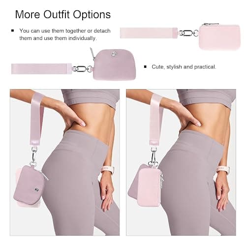 Babysun Mini Zip Around Dual Pouch Wristlet With 2 Straps Wristlet Keychain Wallet for Women Coin Purse Small Cute for Teen Girl thumbnail 3