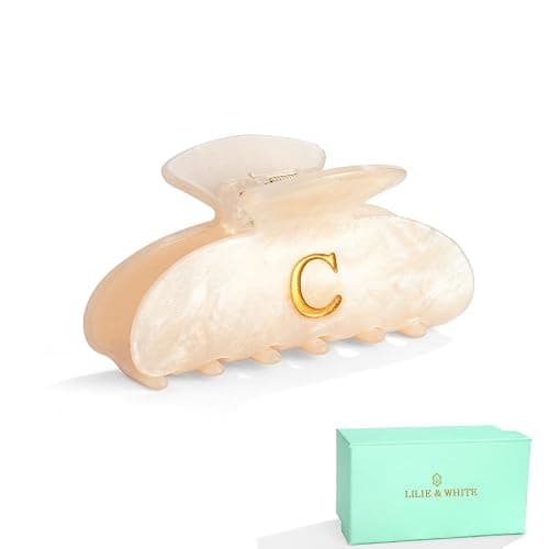LILIE&WHITE Acrylic Letter Hair Clips For Women Stylish C Monogram | Galentines Day Gifts for Women Claw Clips Elegant And Durable Hair Accessory Large Hair Clips C - Image 1