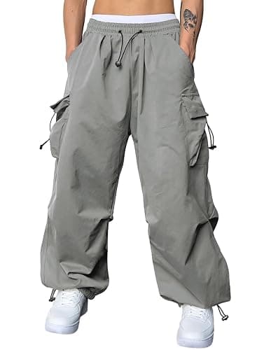 JMIERR Men's Baggy Cargo Pants Trendy Casual Parachute Pant Loose Fit Harem Joggers with Pockets for Streetwear - Image 1