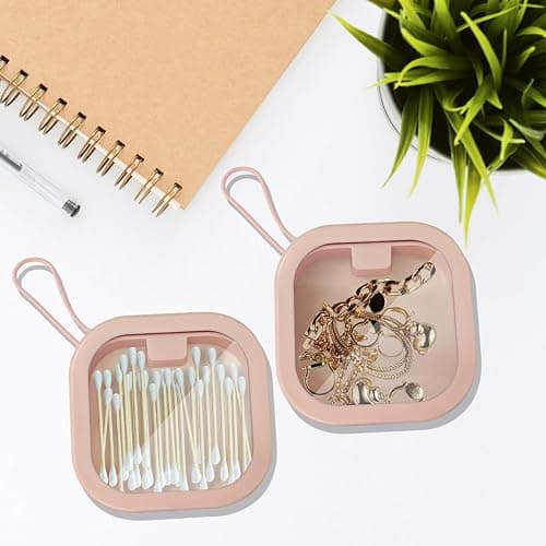2 Pack Hair Tie Organizer Boxes，Portable Travel Hair Accessory Storage Organizer for Girls Womens Hair Tie , Cotton Swab ,Small Items Accessories Holder Containers thumbnail 6
